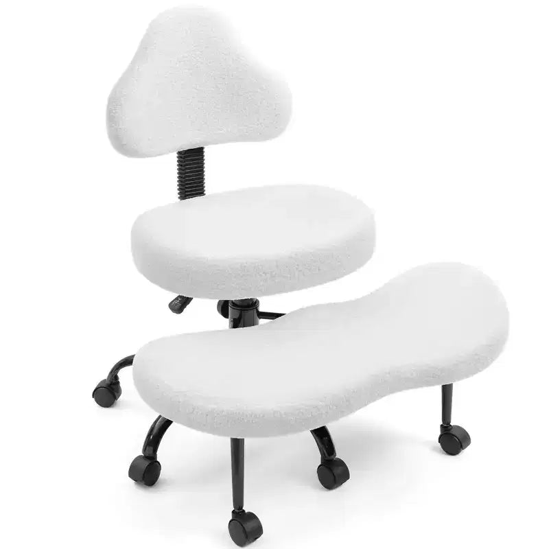 KERDOM Cross-Leg Office Chair, ADHD Meditation Kneeling Yoga Chair, Height Adjustable, with Lumbar Support, Widened Footrest and Wheels, Black