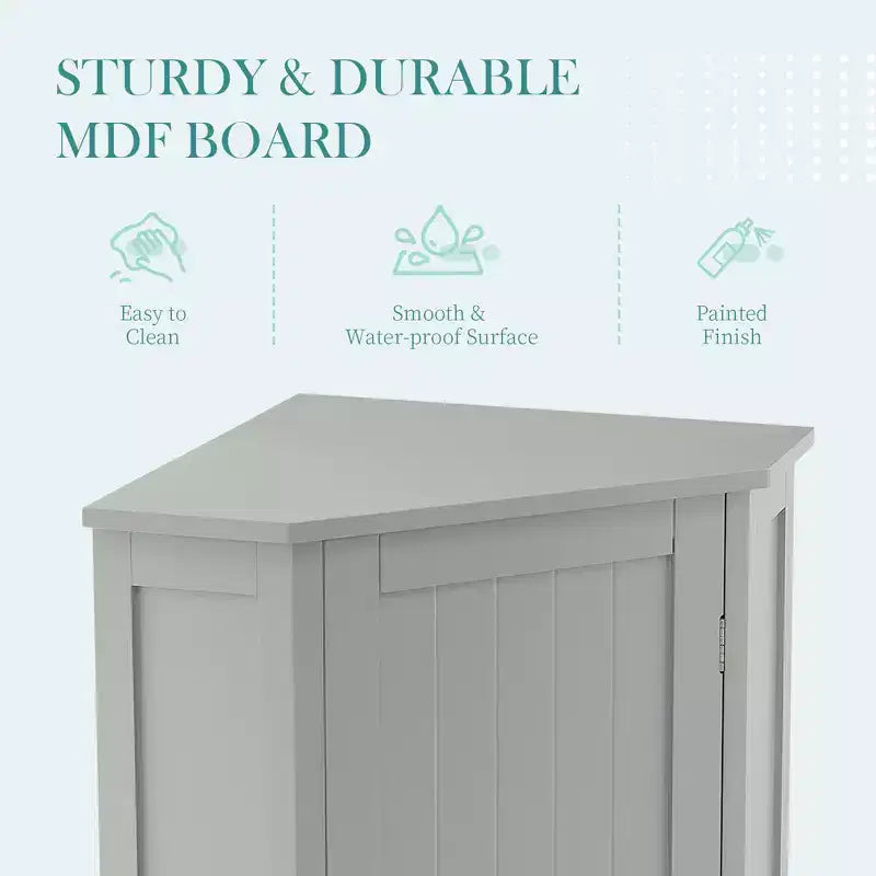 CASAINC 31.4H Triangle Corner Bathroom Cabinet, Adjustable Shelf, Modern MDF Storage Unit