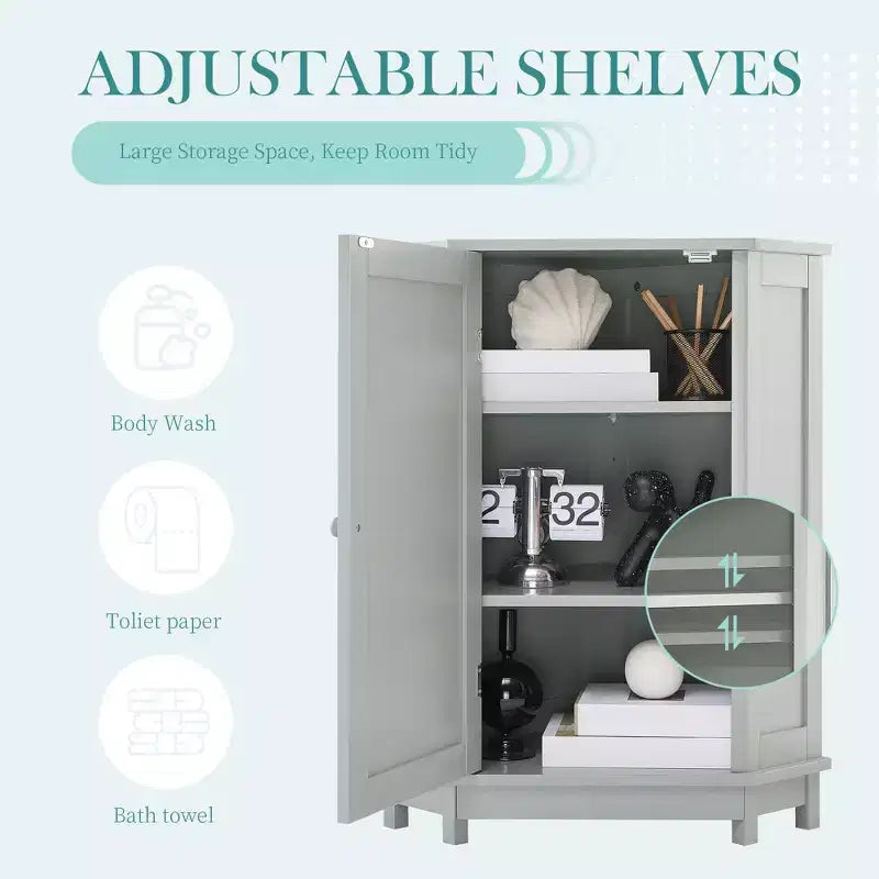 CASAINC 31.4H Triangle Corner Bathroom Cabinet, Adjustable Shelf, Modern MDF Storage Unit