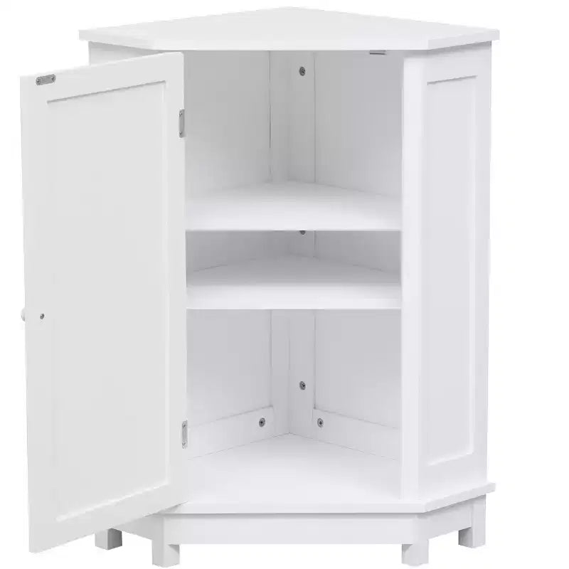 CASAINC 31.4H Triangle Corner Bathroom Cabinet, Adjustable Shelf, Modern MDF Storage Unit