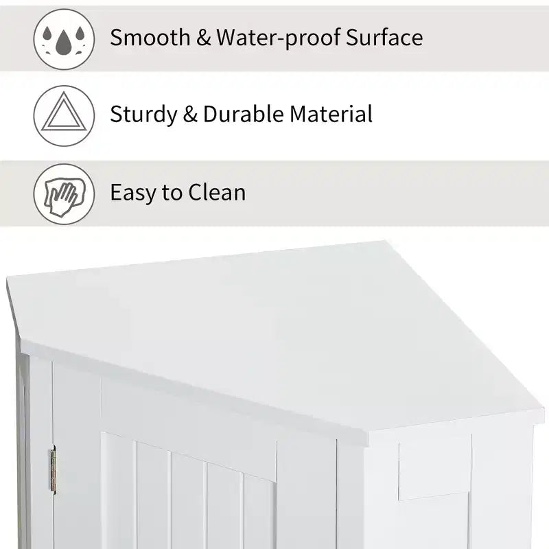CASAINC 31.4H Triangle Corner Bathroom Cabinet, Adjustable Shelf, Modern MDF Storage Unit