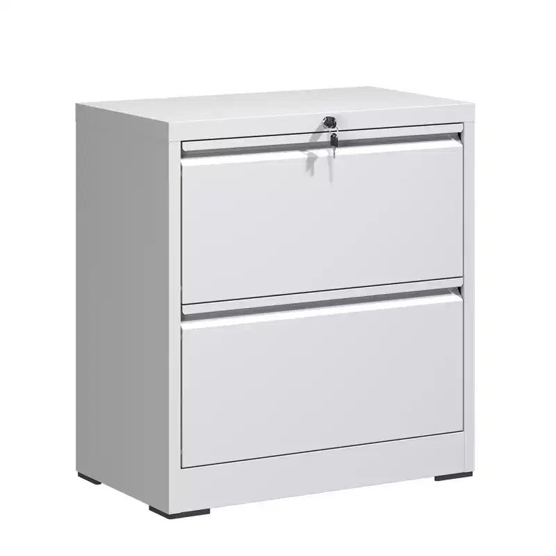 VIYET 27 2-Drawer Lateral File Cabinet with Lock - White Steel Filing Cabinet for Letter/Legal/A4 Files, Modern Home Office