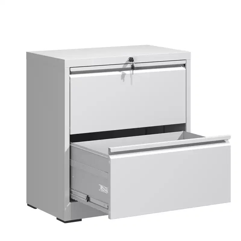 VIYET 27 2-Drawer Lateral File Cabinet with Lock - White Steel Filing Cabinet for Letter/Legal/A4 Files, Modern Home Office
