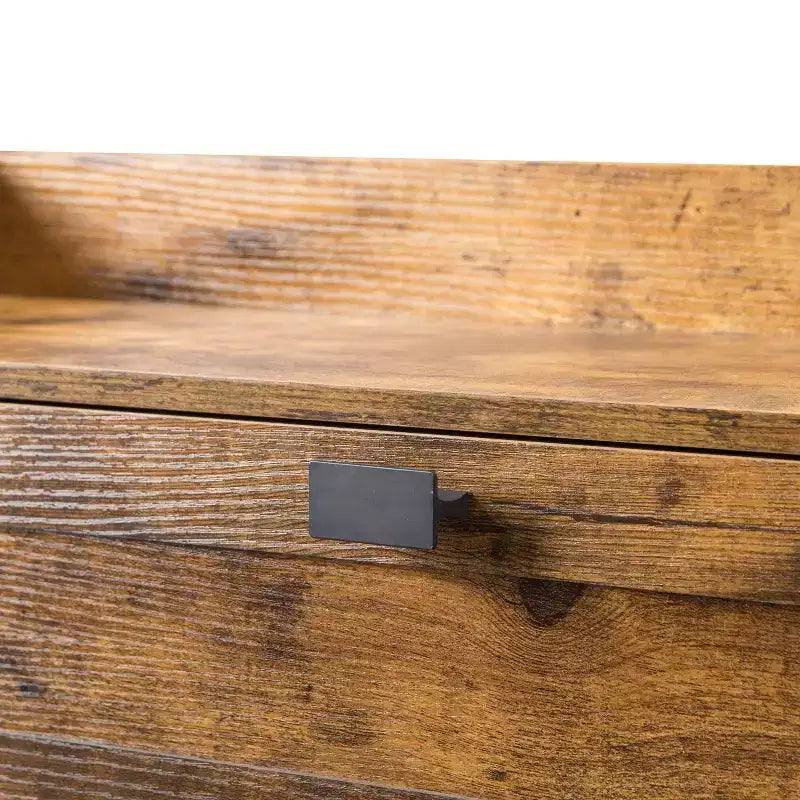 AEELLEEA Rustic Brown 4-Door Shoe Storage Cabinet: Farmhouse Entryway Organizer with Flip Drawers
