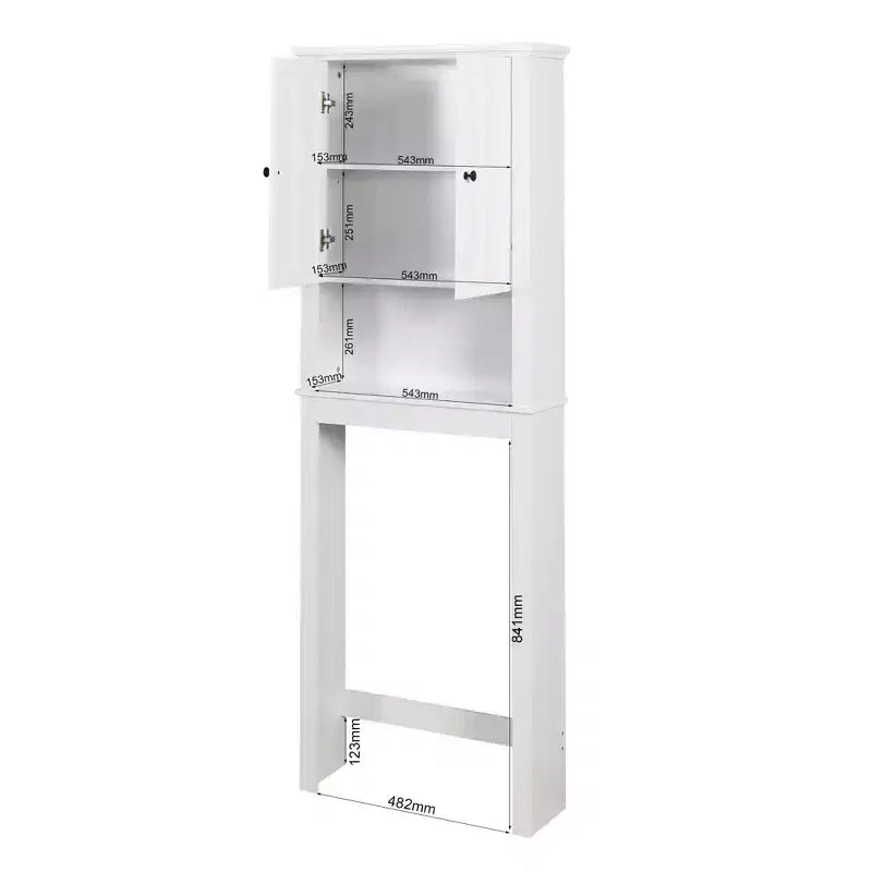 Over The Toilet Bathroom Storage Cabinet, Space Saver Cabinet Organizer With 2 Doors 1 Open Storage Shelf For Bathroom Storage White