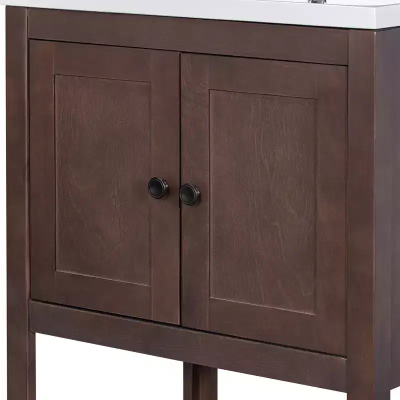 24 Small Bathroom Vanity Sink Combo with Storage , Wood Bathroom Floor Cabinet with Open Shelf