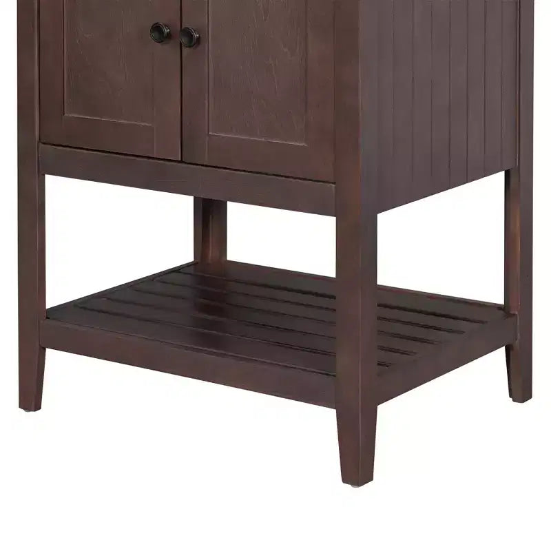 24 Small Bathroom Vanity Sink Combo with Storage , Wood Bathroom Floor Cabinet with Open Shelf