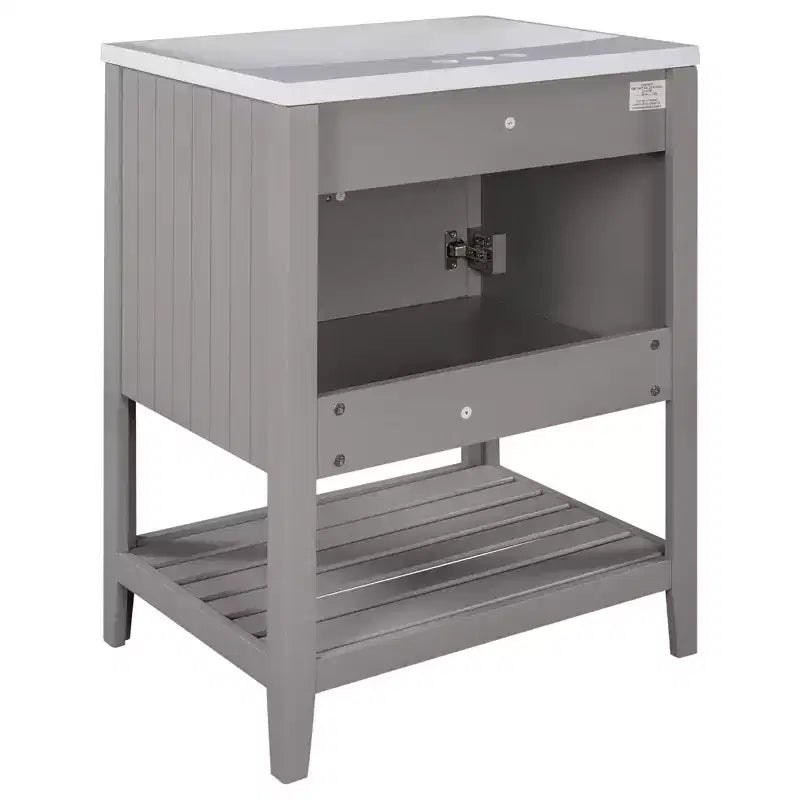 24 Small Bathroom Vanity Sink Combo with Storage , Wood Bathroom Floor Cabinet with Open Shelf