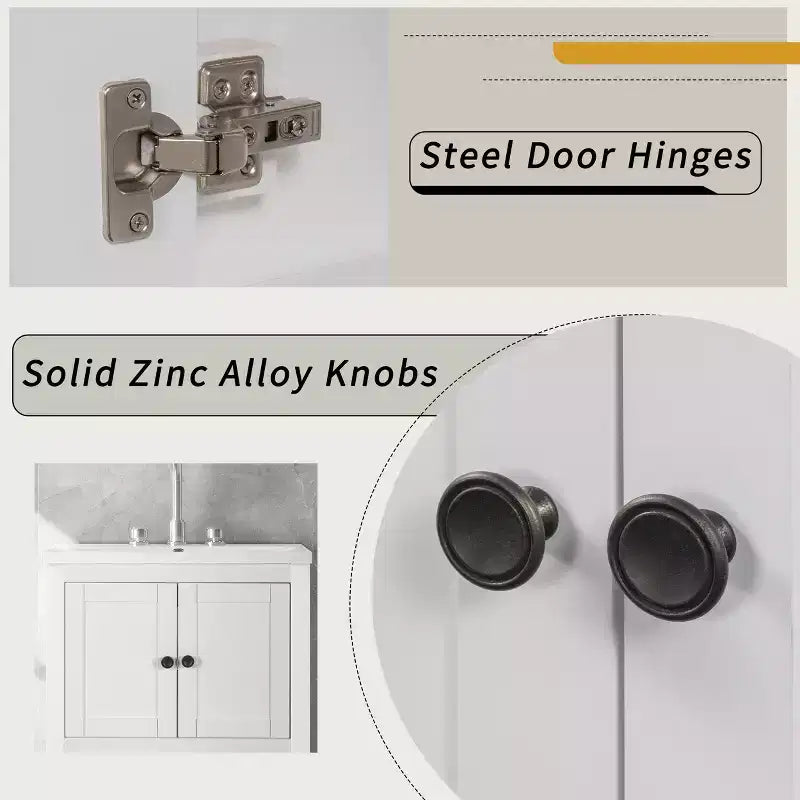 24 Small Bathroom Vanity Sink Combo with Storage , Wood Bathroom Floor Cabinet with Open Shelf