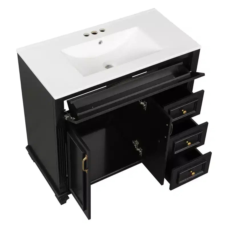 36 Bathroom Vanity Sink Combo with Storage , Bathroom Floor Cabinet with Drawers and Soft Close Doors