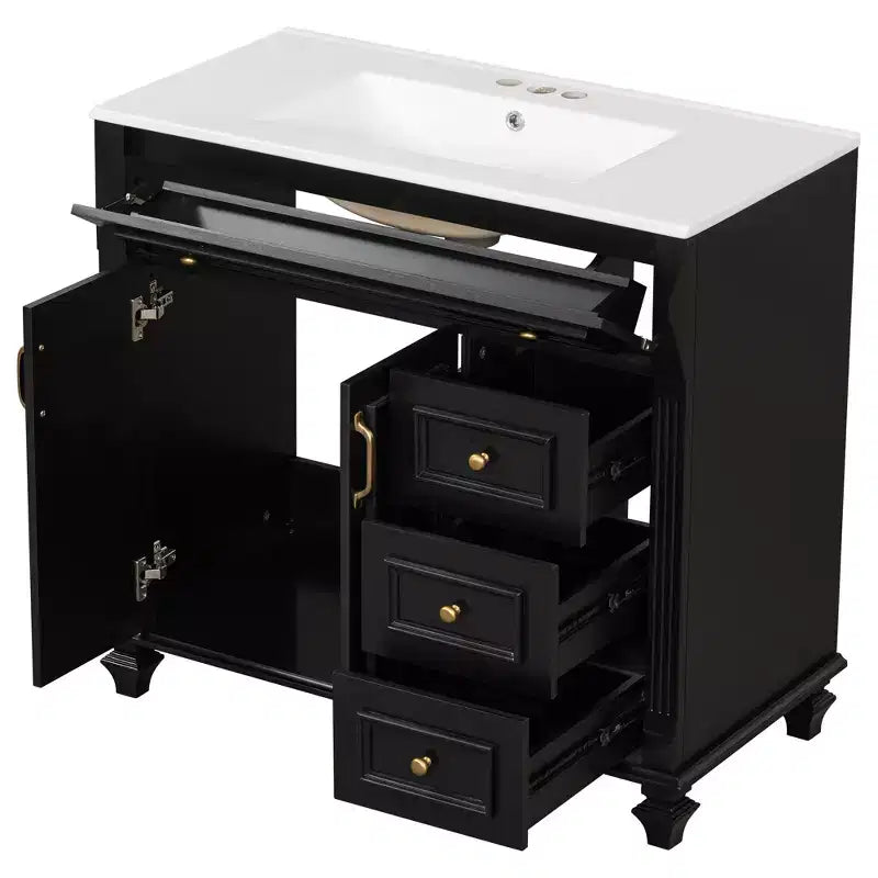 36 Bathroom Vanity Sink Combo with Storage , Bathroom Floor Cabinet with Drawers and Soft Close Doors