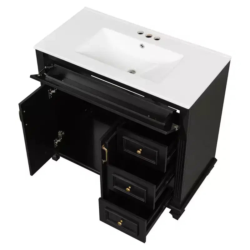 36 Bathroom Vanity Sink Combo with Storage , Bathroom Floor Cabinet with Drawers and Soft Close Doors
