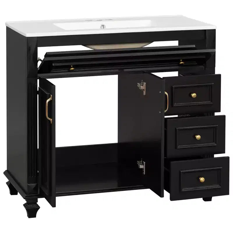 36 Bathroom Vanity Sink Combo with Storage , Bathroom Floor Cabinet with Drawers and Soft Close Doors
