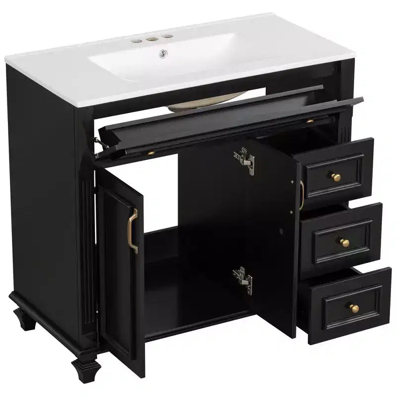 36 Bathroom Vanity Sink Combo with Storage , Bathroom Floor Cabinet with Drawers and Soft Close Doors