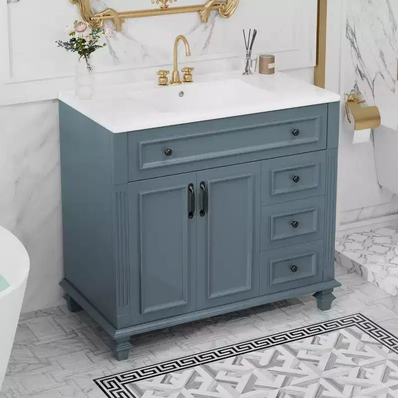 36 Bathroom Vanity Sink Combo with Storage , Bathroom Floor Cabinet with Drawers and Soft Close Doors
