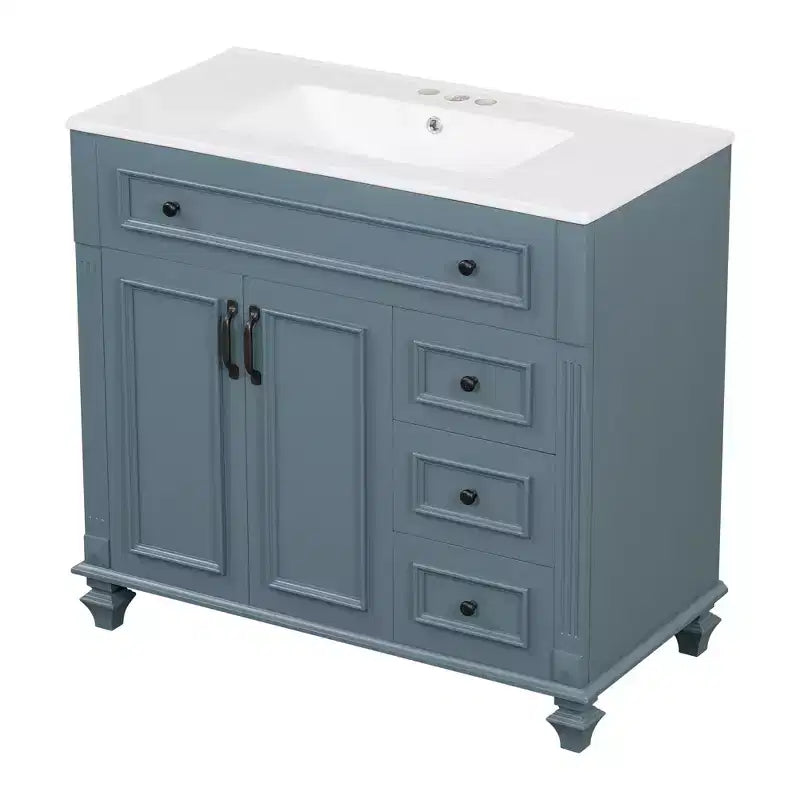 36 Bathroom Vanity Sink Combo with Storage , Bathroom Floor Cabinet with Drawers and Soft Close Doors