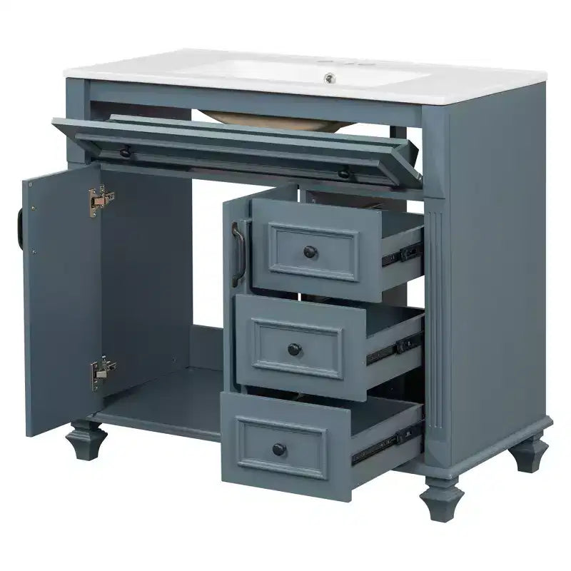 36 Bathroom Vanity Sink Combo with Storage , Bathroom Floor Cabinet with Drawers and Soft Close Doors