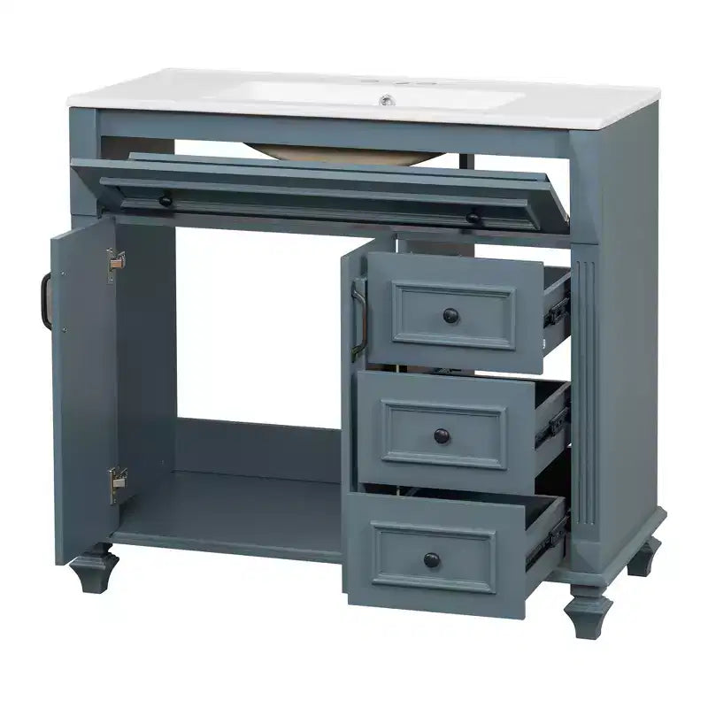 36 Bathroom Vanity Sink Combo with Storage , Bathroom Floor Cabinet with Drawers and Soft Close Doors