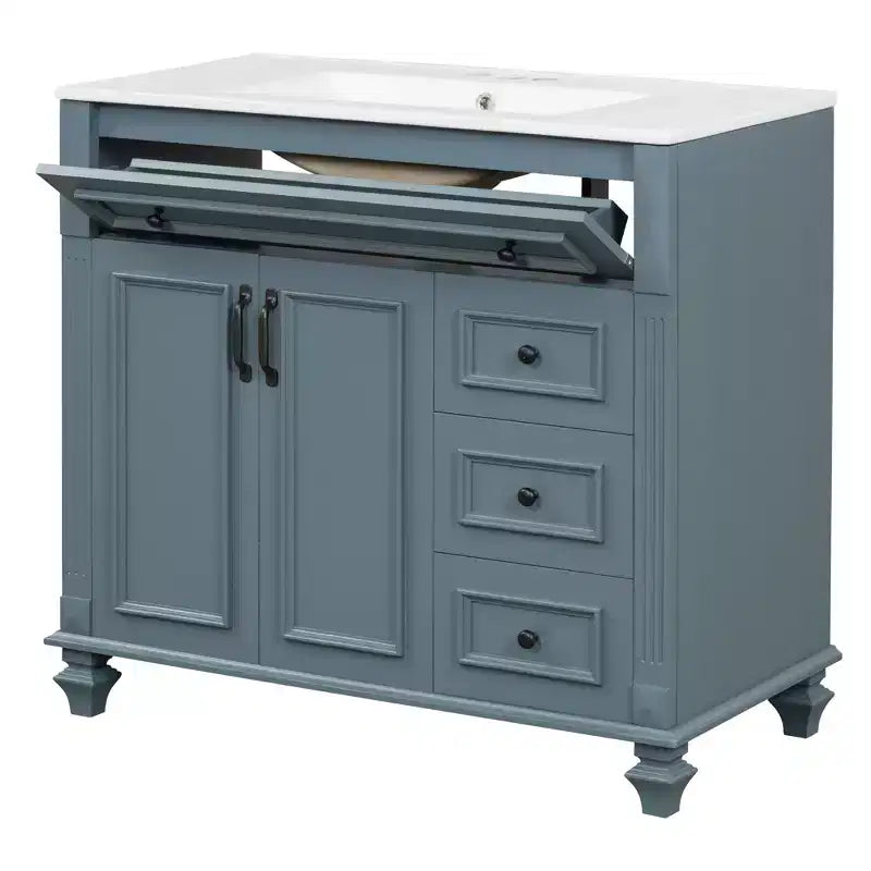 36 Bathroom Vanity Sink Combo with Storage , Bathroom Floor Cabinet with Drawers and Soft Close Doors