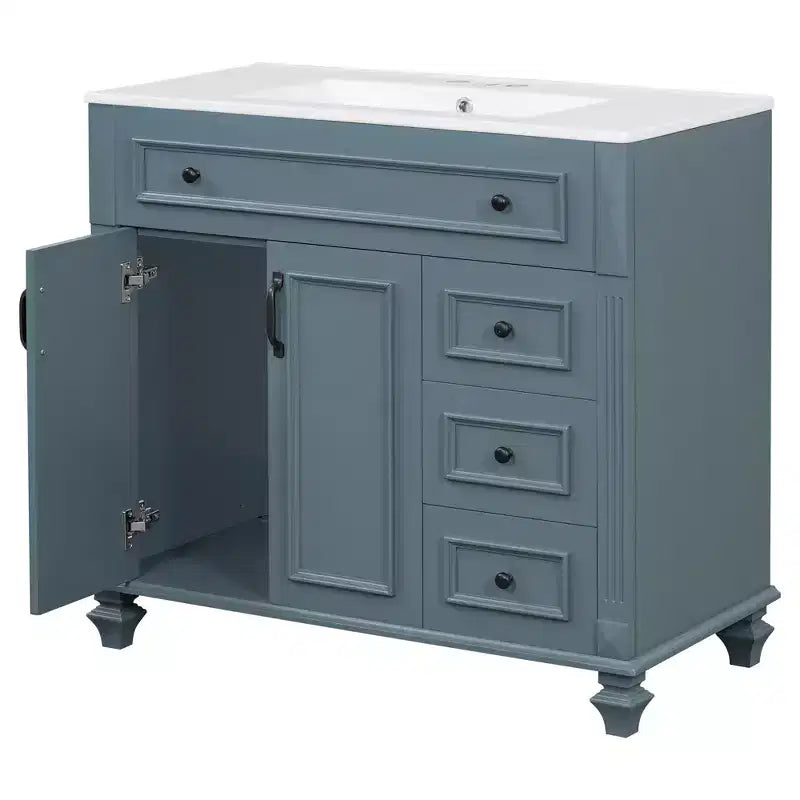 36 Bathroom Vanity Sink Combo with Storage , Bathroom Floor Cabinet with Drawers and Soft Close Doors