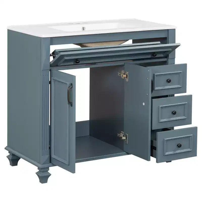 36 Bathroom Vanity Sink Combo with Storage , Bathroom Floor Cabinet with Drawers and Soft Close Doors