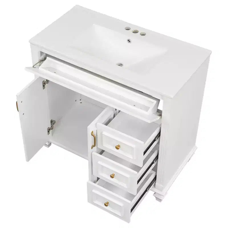 36 Bathroom Vanity Sink Combo with Storage , Bathroom Floor Cabinet with Drawers and Soft Close Doors