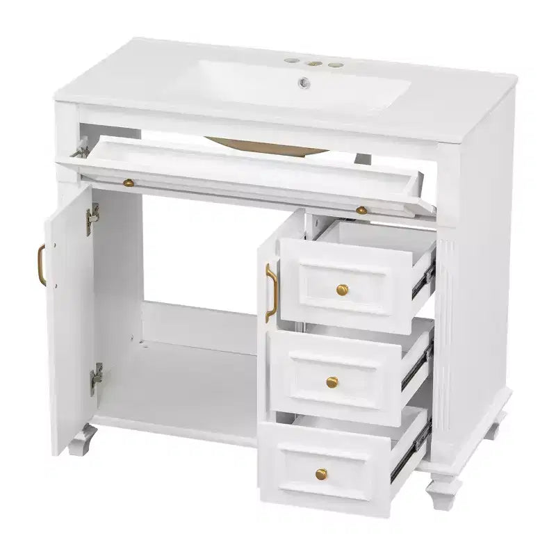 36 Bathroom Vanity Sink Combo with Storage , Bathroom Floor Cabinet with Drawers and Soft Close Doors
