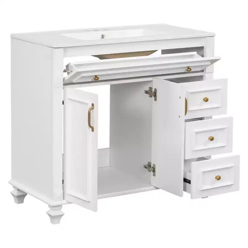 36 Bathroom Vanity Sink Combo with Storage , Bathroom Floor Cabinet with Drawers and Soft Close Doors