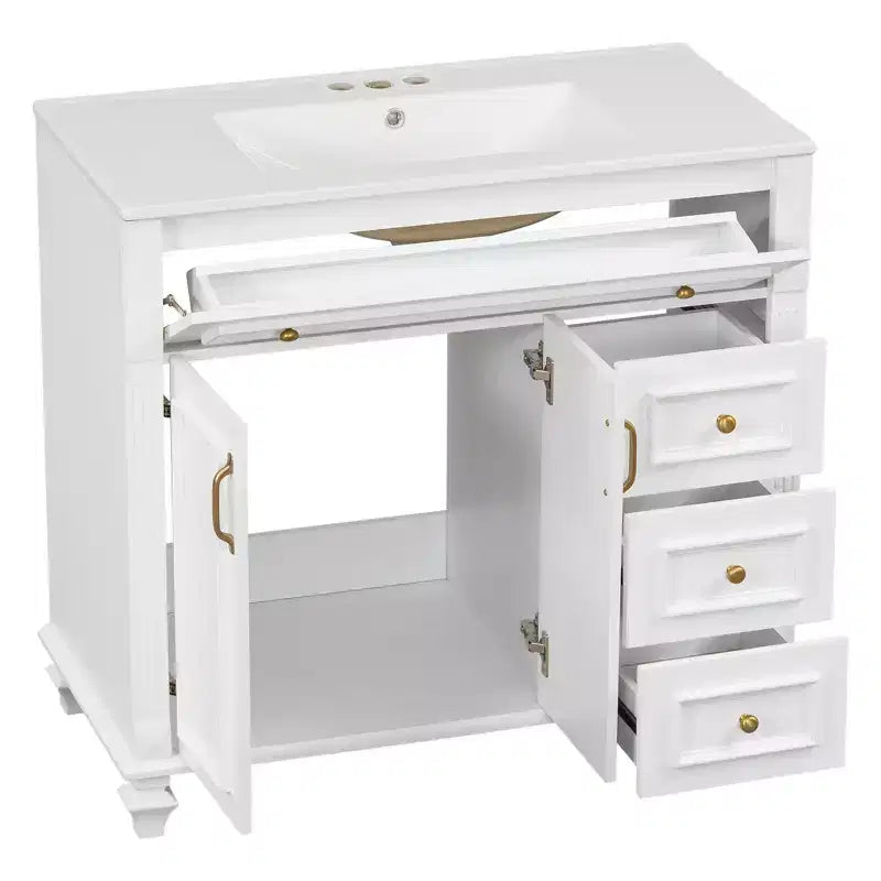 36 Bathroom Vanity Sink Combo with Storage , Bathroom Floor Cabinet with Drawers and Soft Close Doors