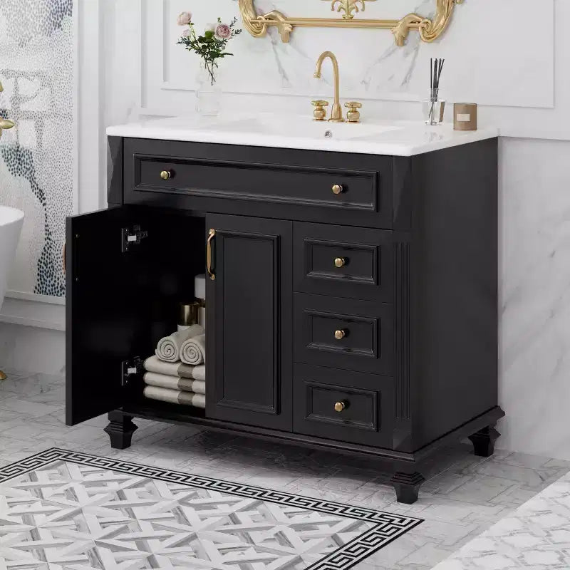 36 Bathroom Vanity Sink Combo with Storage , Bathroom Floor Cabinet with Drawers and Soft Close Doors