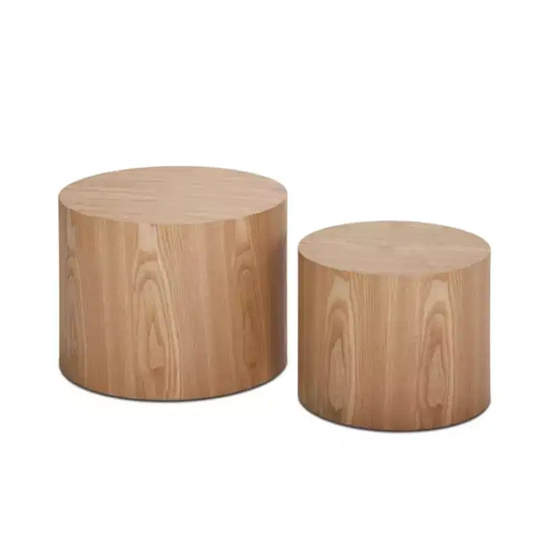 Nesting coffee table set of 2, modern round design with non-slip feetperfect accent or end tables for small spaces, living room, or bedroom