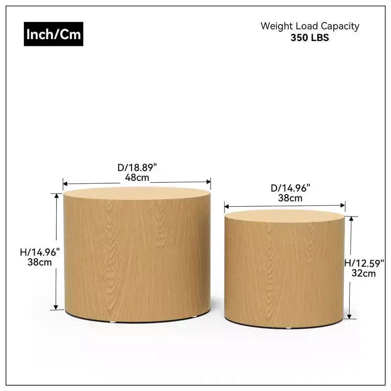 Nesting coffee table set of 2, modern round design with non-slip feetperfect accent or end tables for small spaces, living room, or bedroom