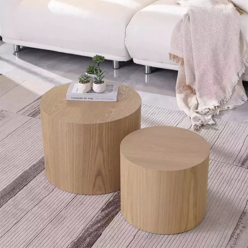 Nesting coffee table set of 2, modern round design with non-slip feetperfect accent or end tables for small spaces, living room, or bedroom