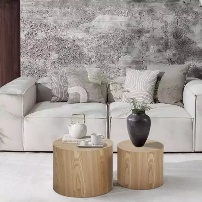 Nesting coffee table set of 2, modern round design with non-slip feetperfect accent or end tables for small spaces, living room, or bedroom