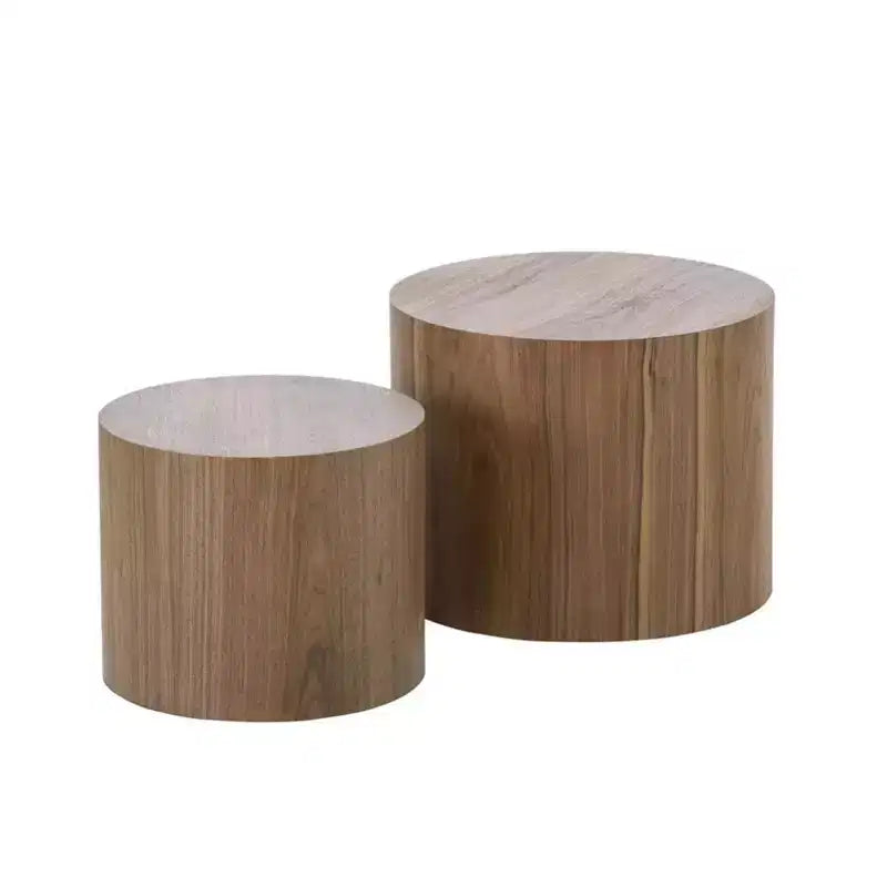 Nesting coffee table set of 2, modern round design with non-slip feetperfect accent or end tables for small spaces, living room, or bedroom