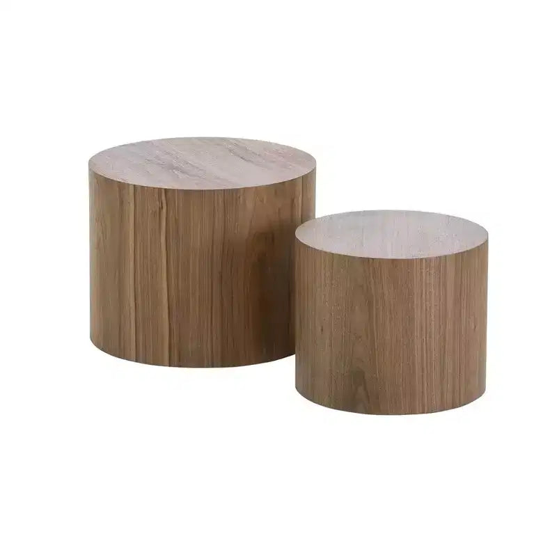 Nesting coffee table set of 2, modern round design with non-slip feetperfect accent or end tables for small spaces, living room, or bedroom