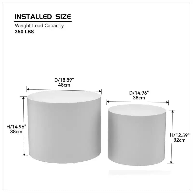 Nesting coffee table set of 2, modern round design with non-slip feetperfect accent or end tables for small spaces, living room, or bedroom