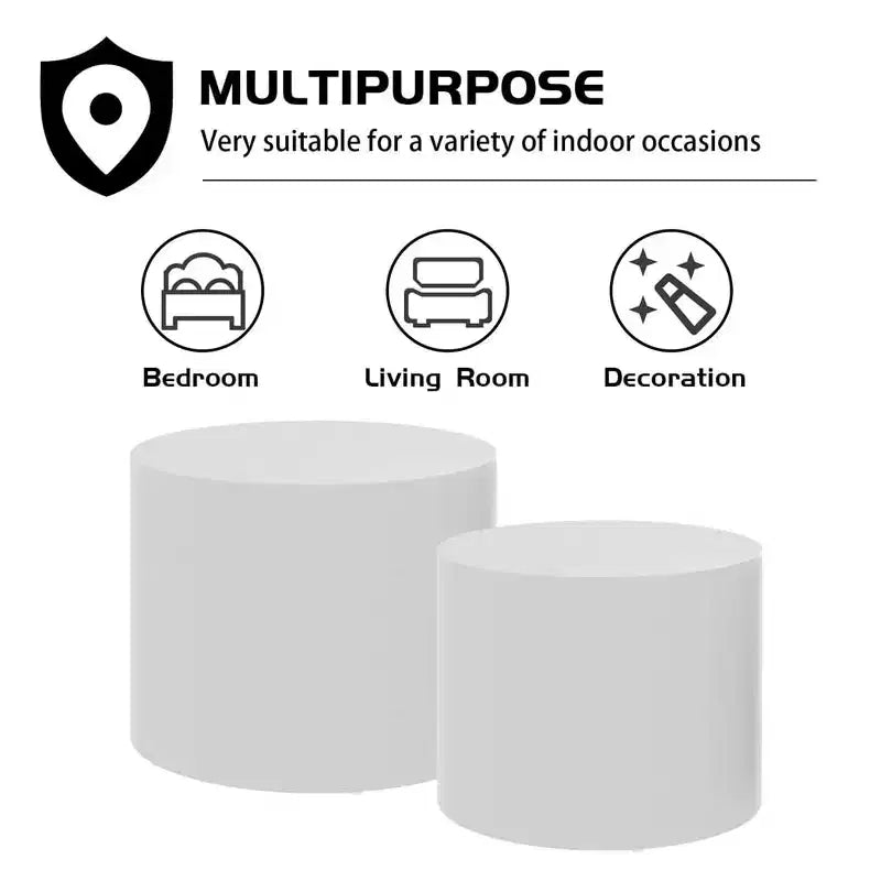 Nesting coffee table set of 2, modern round design with non-slip feetperfect accent or end tables for small spaces, living room, or bedroom