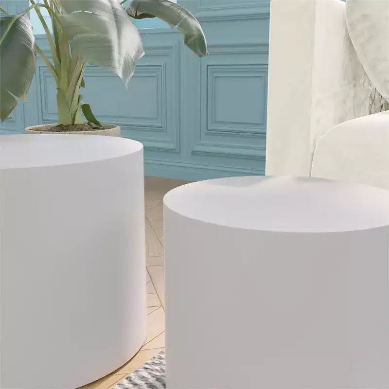 Nesting coffee table set of 2, modern round design with non-slip feetperfect accent or end tables for small spaces, living room, or bedroom