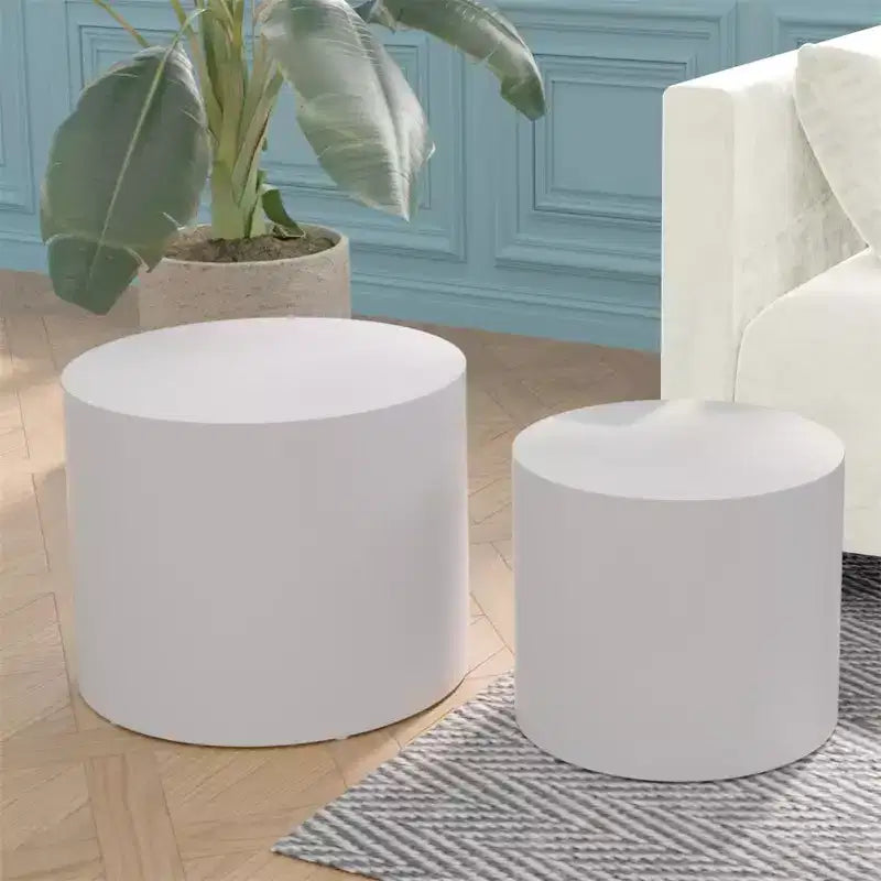 Nesting coffee table set of 2, modern round design with non-slip feetperfect accent or end tables for small spaces, living room, or bedroom