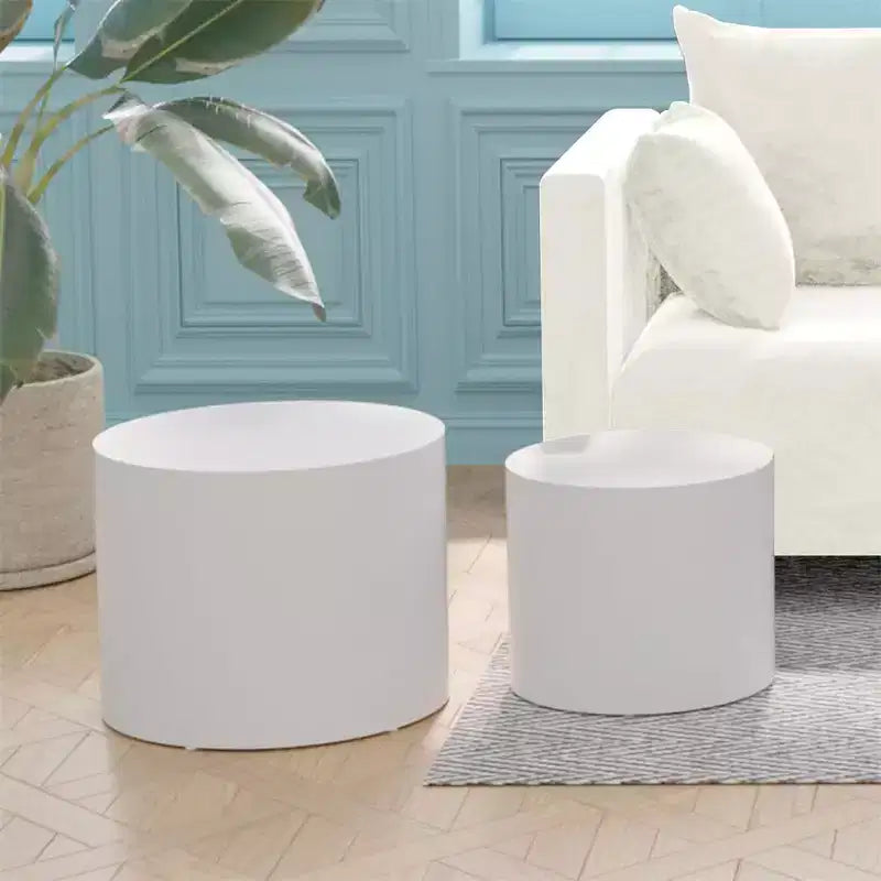 Nesting coffee table set of 2, modern round design with non-slip feetperfect accent or end tables for small spaces, living room, or bedroom