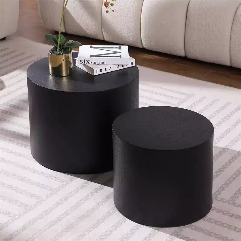 Nesting coffee table set of 2, modern round design with non-slip feetperfect accent or end tables for small spaces, living room, or bedroom