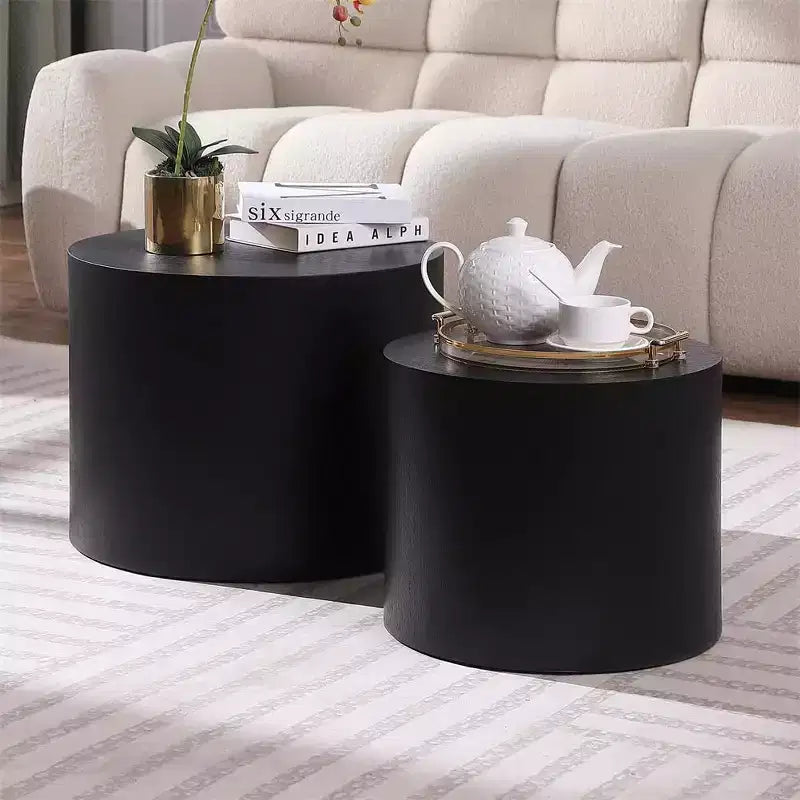 Nesting coffee table set of 2, modern round design with non-slip feetperfect accent or end tables for small spaces, living room, or bedroom