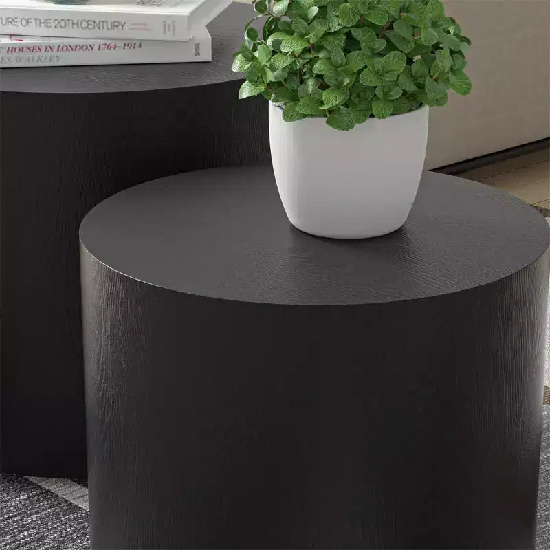 Nesting coffee table set of 2, modern round design with non-slip feetperfect accent or end tables for small spaces, living room, or bedroom