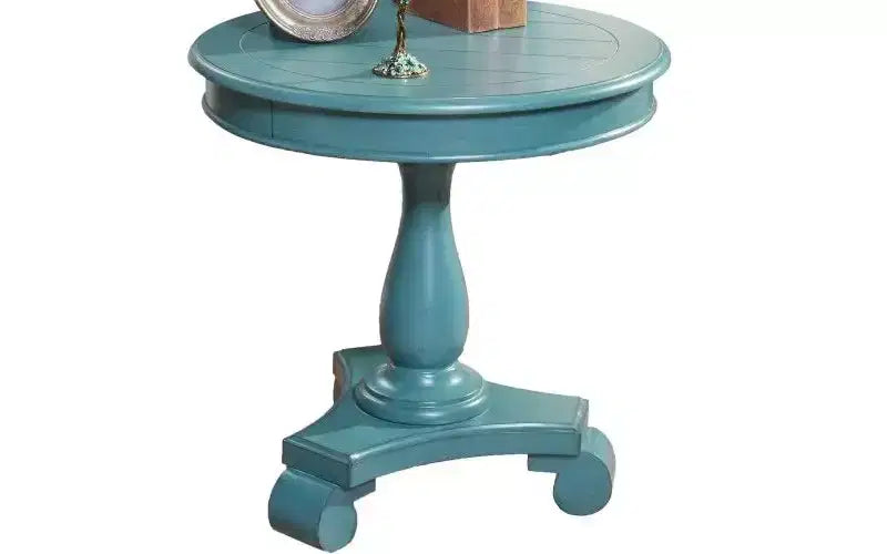 TUYOHW Round Wood Pedestal Side Table, Traditional 26 End Table with Scrolled Legs, Timeless Accent Small Coffee Table for Living Room & Bedroom
