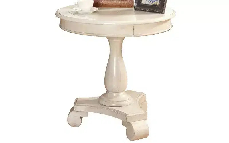 TUYOHW Round Wood Pedestal Side Table, Traditional 26 End Table with Scrolled Legs, Timeless Accent Small Coffee Table for Living Room & Bedroom