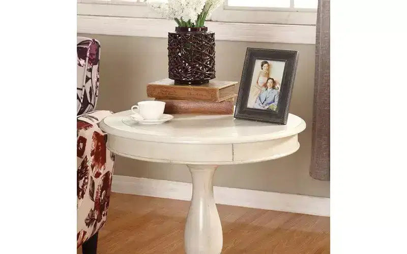 TUYOHW Round Wood Pedestal Side Table, Traditional 26 End Table with Scrolled Legs, Timeless Accent Small Coffee Table for Living Room & Bedroom