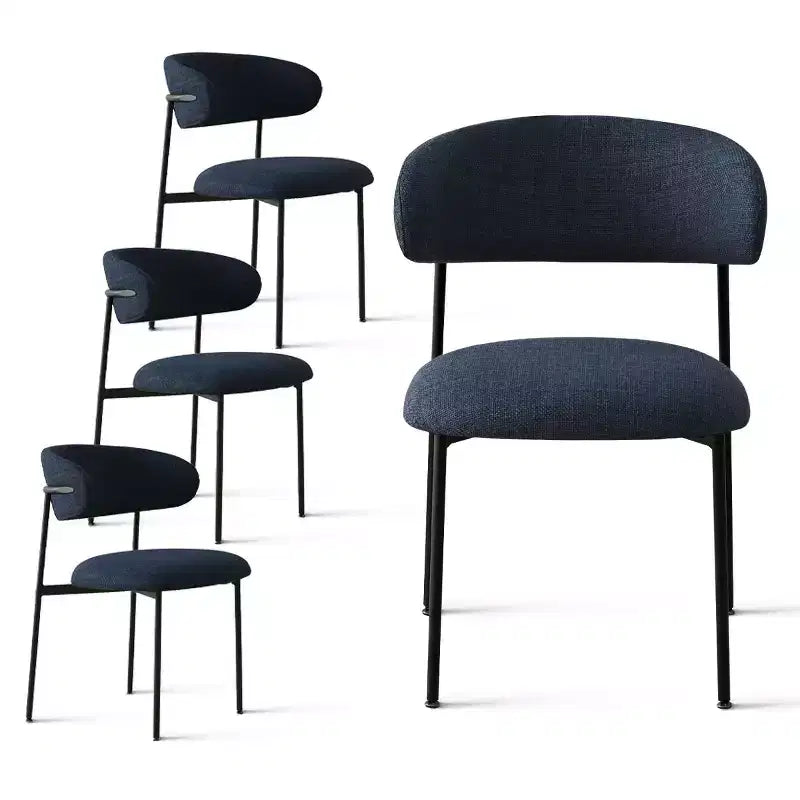 Upholstered Dining Chairs Set of 4, Comfortable Curved Back Kitchen Chair with Wide Fabric Seat & Black Metal Legs - Panipeachy