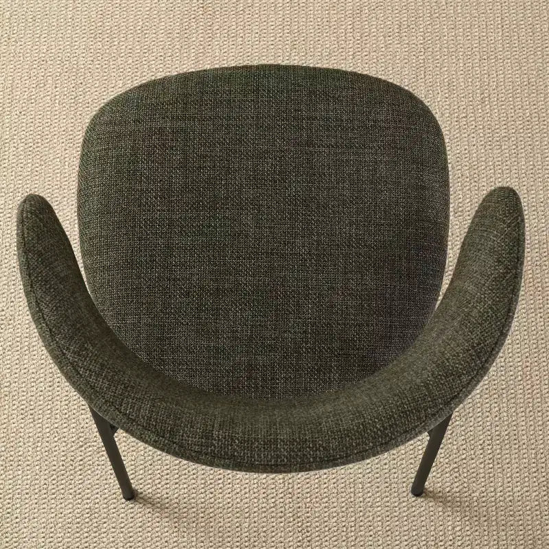 Upholstered Dining Chairs Set of 4, Comfortable Curved Back Kitchen Chair with Wide Fabric Seat & Black Metal Legs - Panipeachy