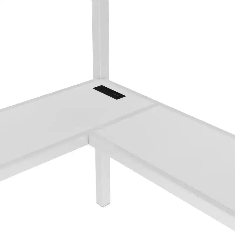 Bellemave Metal Loft Bed with L-Shaped Desk, Wardrobe & Adjustable Storage, USB & LED Lights, High Loft Bed for Kids, Teens & Adults, White